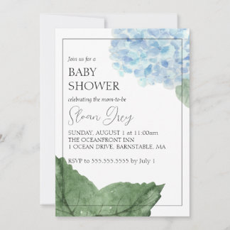 Blue Hydrangea Baby shower Invitation Kaart
