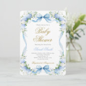 Blue Hydrangea Baby shower Invitation Kaart (Staand voorkant)