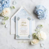 Blue Hydrangea Baby shower Invitation Kaart