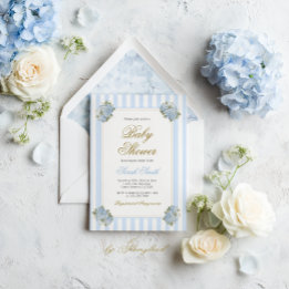 Blue Hydrangea Baby shower Invitation Kaart