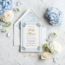 Blue Hydrangea Baby shower Invitation Kaart