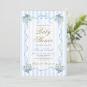 Blue Hydrangea Baby shower Invitation Kaart (Staand voorkant)