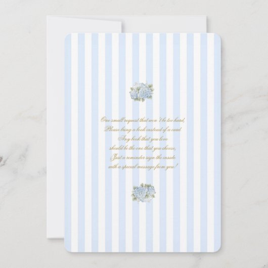 Blue Hydrangea Baby shower Invitation Kaart (Achterkant)