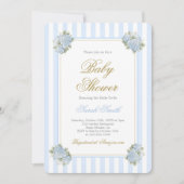 Blue Hydrangea Baby shower Invitation Kaart (Voorkant)