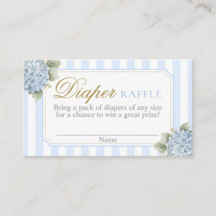 Blue Hydrangea Baby shower Luier Raffle Kaart