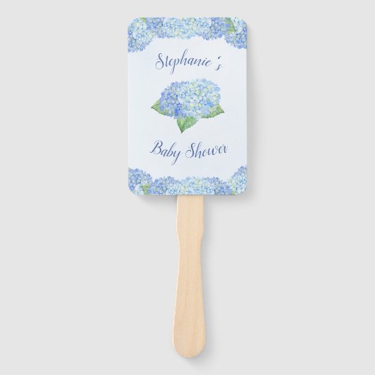 Blue Hydrangea Baby shower, speciaal aangepast Handwaaier (Voorkant)