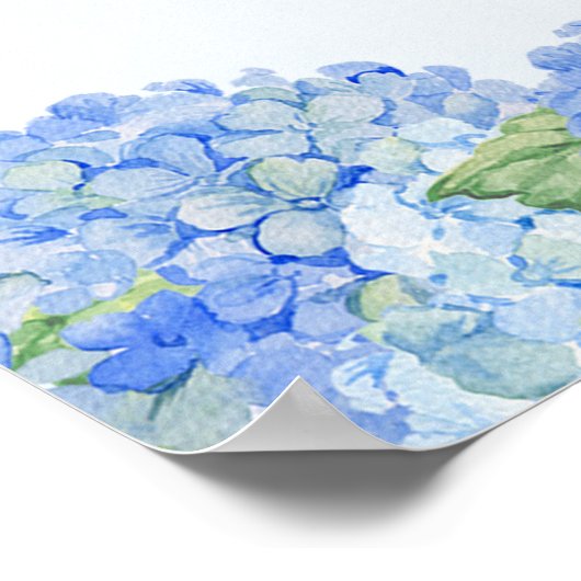 Blue Hydrangea Baby shower, speciaal aangepast Poster (Hoek)