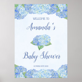 Blue Hydrangea Baby shower, speciaal aangepast Poster