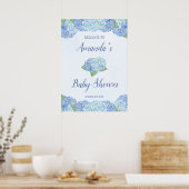 Blue Hydrangea Baby shower, speciaal aangepast Poster (Keuken)