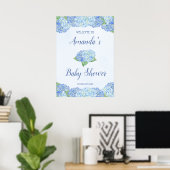 Blue Hydrangea Baby shower, speciaal aangepast Poster (Thuiskantoor)