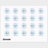 Blue Hydrangea Baby shower, speciaal aangepast Ronde Sticker (Vel)