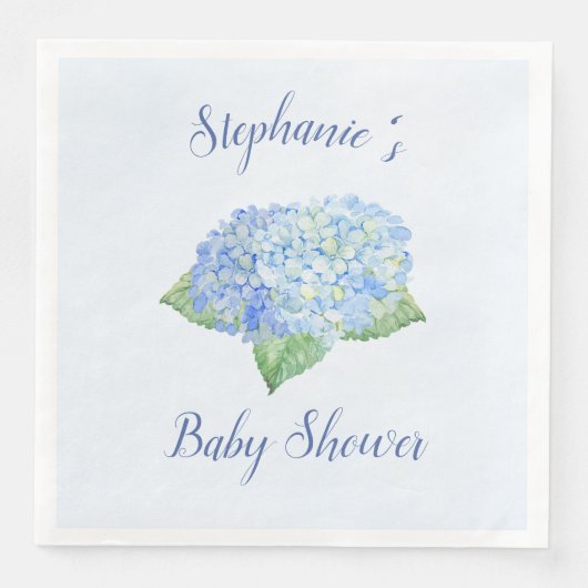 Blue Hydrangea Baby shower, speciaal aangepast Servet (Voorkant)