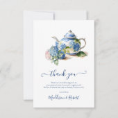 Blue Hydrangea Baby shower Tea Party Bedankkaart (Voorkant)