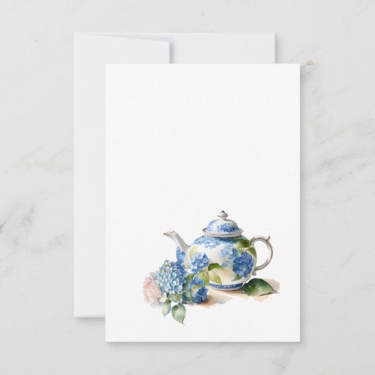 Blue Hydrangea Baby shower Tea Party Bedankkaart (Achterkant)