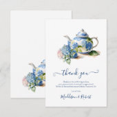 Blue Hydrangea Baby shower Tea Party Bedankkaart (Voorkant / Achterkant)