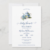 Blue Hydrangea Baby shower Tea Party Kaart (Voorkant)