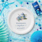 Blue Hydrangea Baby shower Tea Party Papieren Bordje (Feest)