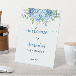 Blue Hydrangea Baby shower Welkomstbord Reclamebord Met Voetstuk