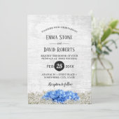 Blue Hydrangea Baby's Rustic Wedding Kaart (Staand voorkant)