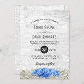 Blue Hydrangea Baby's Rustic Wedding Kaart (Voorkant / Achterkant)