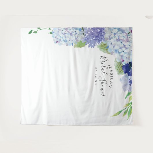 Blue Hydrangea Backdrop - Photo Booth Wandkleed (Voorkant (horizontaal))