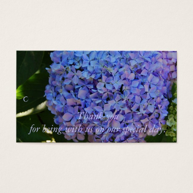 Blue Hydrangea Bedankt Cadeau Label Visitekaartjes (Voorkant)