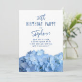 Blue Hydrangea Birthday Party for her Invitation Kaart (Staand voorkant)