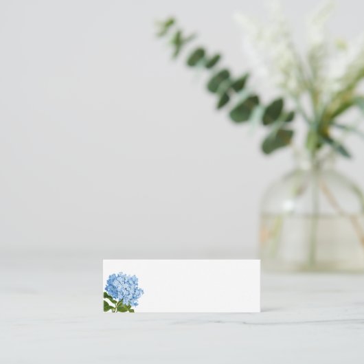 Blue Hydrangea Blank Place Card Mini Visitekaartje (Staand voorkant)