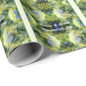 Blue Hydrangea Bloem Gepersonaliseerde bruiloft Cadeaupapier (Rol Hoek)