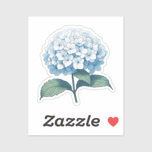 Blue Hydrangea Bloem  Tuin Waterverf Sticker (Vel)