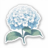 Blue Hydrangea Bloem  Tuin Waterverf Sticker (Voorkant)
