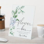 Blue Hydrangea Bloemen Bar Favor Reclamebord Met Voetstuk (Insitu)