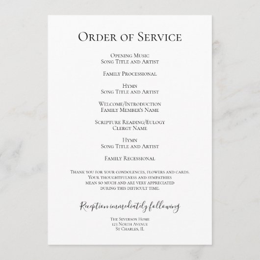 Blue Hydrangea Bloemen Begrafenisdienst Programmakaart (Achterkant)