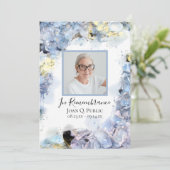 Blue Hydrangea Bloemen Begrafenisdienst Programmakaart (Staand voorkant)