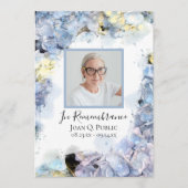 Blue Hydrangea Bloemen Begrafenisdienst Programmakaart (Voorkant)