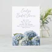 Blue Hydrangea Bloemen Border Douche Uitnodiging (Staand voorkant)