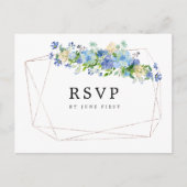 Blue Hydrangea Bloemen Bruiloft RSVP Briefkaart (Voorkant)