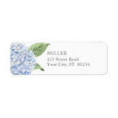 Blue Hydrangea Bloemen Gepersonaliseerd adres Etiket (Voorkant)