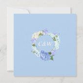 Blue Hydrangea Bloemen Groen Waterverf Bruiloft Kaart (Achterkant)