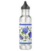 Blue Hydrangea Bloemen Kunst Gepersonaliseerd Waterfles (Rechts)