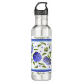 Blue Hydrangea Bloemen Kunst Gepersonaliseerd Waterfles (Voorkant)