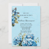Blue Hydrangea Bloemen Vlinder Bachelorette Party Kaart (Voorkant)