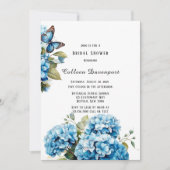 Blue Hydrangea Bloemen Vlinder Vrijgezellenfeest Kaart (Voorkant)