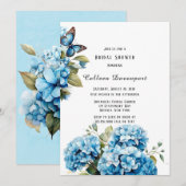 Blue Hydrangea Bloemen Vlinder Vrijgezellenfeest Kaart (Voorkant / Achterkant)