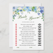 Blue Hydrangea Bloemen Vrijgezellenfeest Game Kaar Kaart (Voorkant)