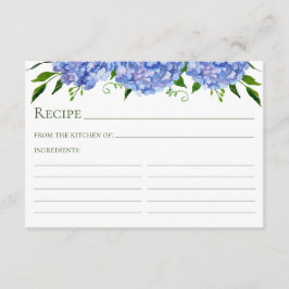 Blue Hydrangea Bloemen Waterverf Recept Kaart