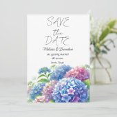 Blue Hydrangea Bloemen Waterverf Rustieke bruiloft Kaart (Staand voorkant)