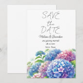 Blue Hydrangea Bloemen Waterverf Rustieke bruiloft Kaart (Voorkant / Achterkant)