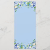 Blue Hydrangea Bloemengroen Bruiloft Menu Kaart (Achterkant)