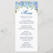 Blue Hydrangea Bloemengroen Bruiloft Menu Kaart (Voorkant)